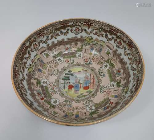 A Large 19th century Chinese design, panel section bowl. Pos...