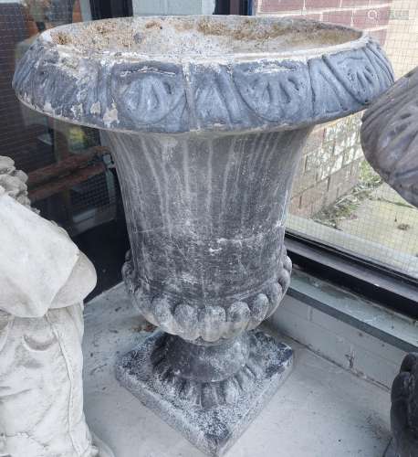 A Large plaster and concrete mix, garden urn planter. [77cm ...