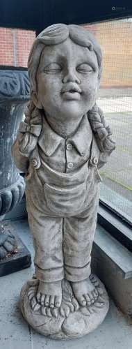 A Large and heavy concrete garden girl figurine [77cm in hei...