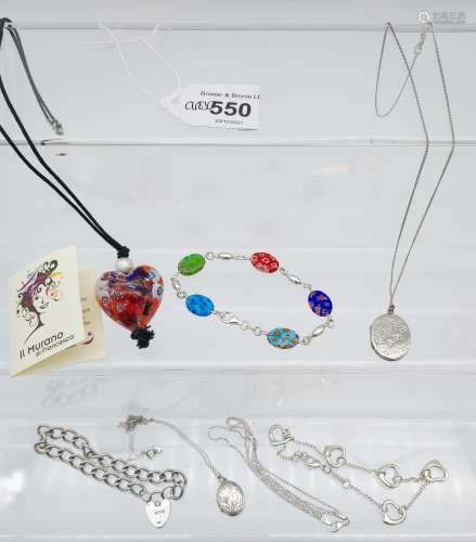 A Selection of silver jewellery to include charm gate bracel...