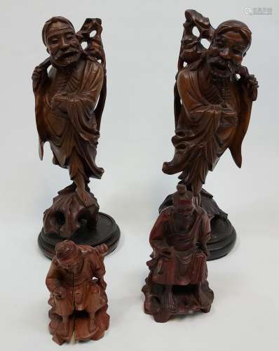 A Lot of four root wood Japanese Immortal figures.