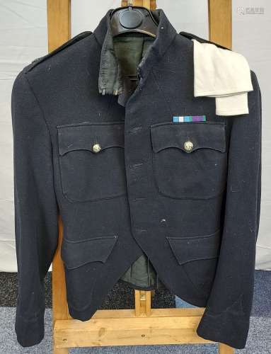A Military dress jacket with gloves.