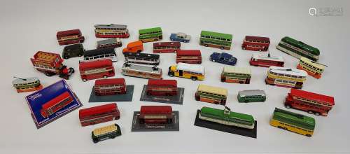 A Collection of die cast models- double decker buses, single...
