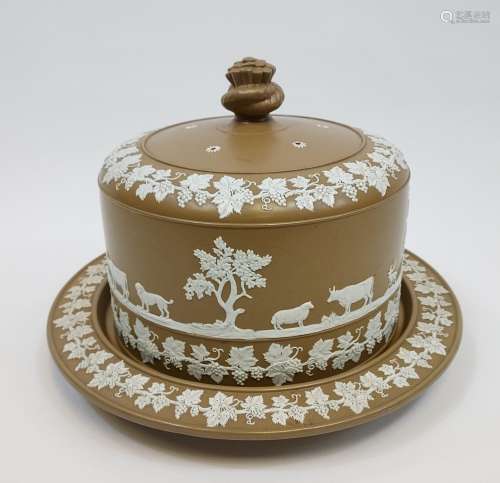 A Large 19th century Wedgwood style cheese dish, detailed wi...