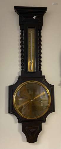 Antique W.B. McCallum Perth brass face wall barometer. Mercu...
