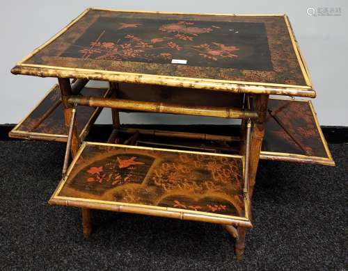 An Antique 19th century bamboo framed occasional table with ...