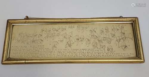 Antique print depicting various characters with key to peopl...