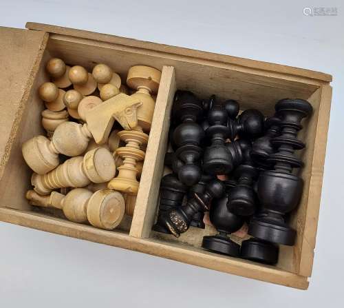 Antique wooden chess set.