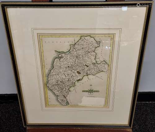 John Carey Antique map of Cumberland. [Frame- 45x39cm]