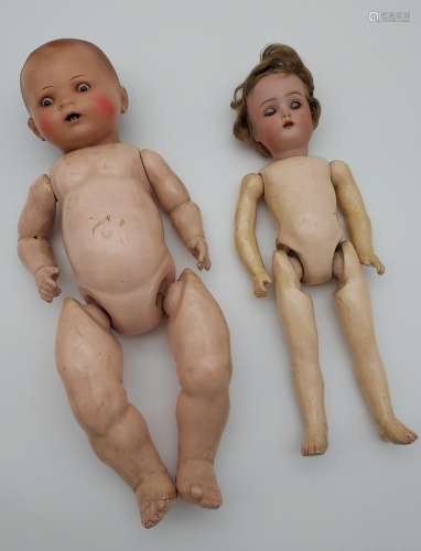A Lot of two antique German dolls. [Baby doll- 33cm in lengt...