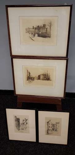 Two old Dundee pen drawings by Lilian Stephens and two Dunde...