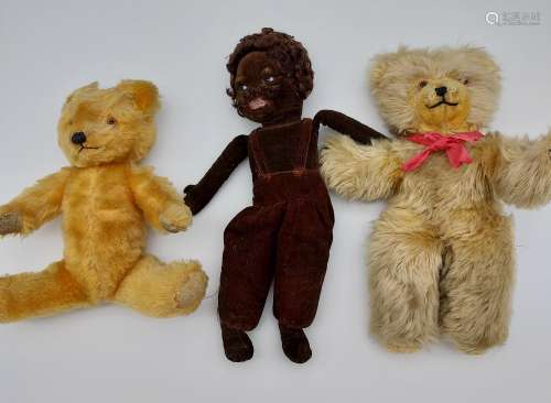 Two antique/ vintage teddy bears together with a Norah Welli...