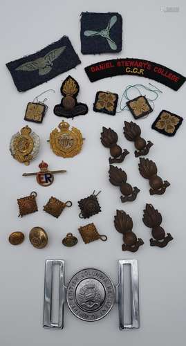 A Selection of various miliary cap and collar badges, patche...