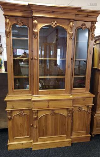 A Large Keenpine Reproduction two section bookcase. [230x152...