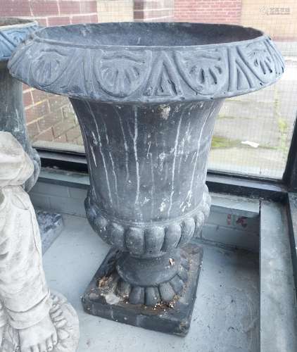 A Large plaster and concrete mix, garden urn planter. [77cm ...