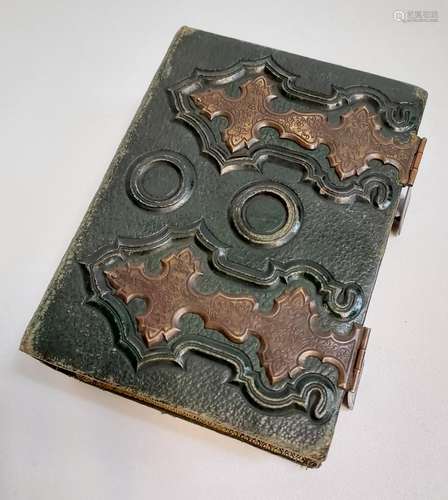 A Nice example of a leather bound and metal hinge photo albu...