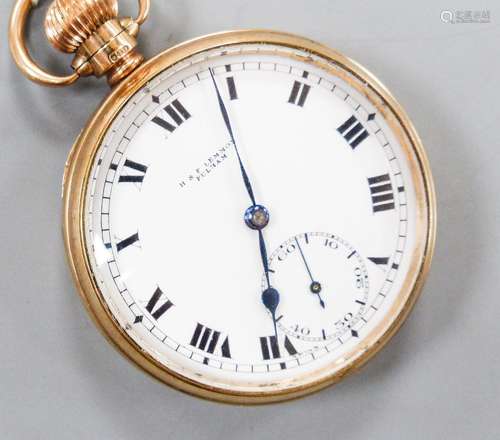 An early 20th century Swiss 9ct gold open faced keyless pock...