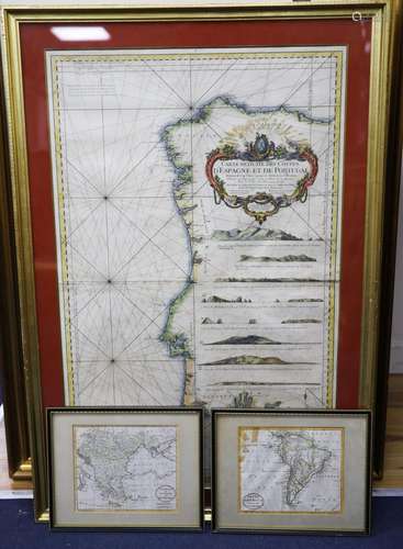 A mid 18th century French coloured engraved map of the Coast...