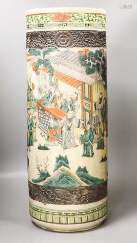 A Chinese famille verte crackle glazed stick stand, c. 1900,...