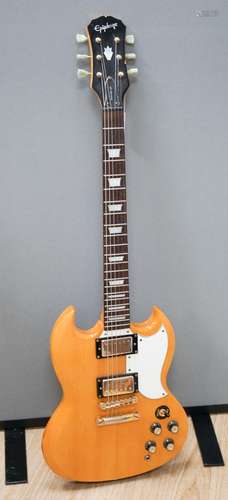 An Epiphone SG guitar, serial no. UOO111768