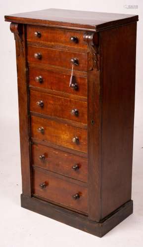 A late Victorian oak Wellington chest, width 51cm, depth 34c...