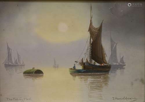 J.Maurice Hosking, gouache, ‘The Fishing Fleet’, signed, 23 ...