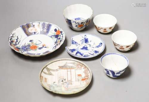 A group of 18 century Chinese tea wares, damage,