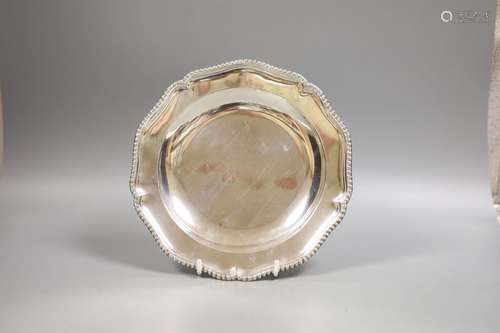 A late George II silver side plate, with gadrooned border, L...