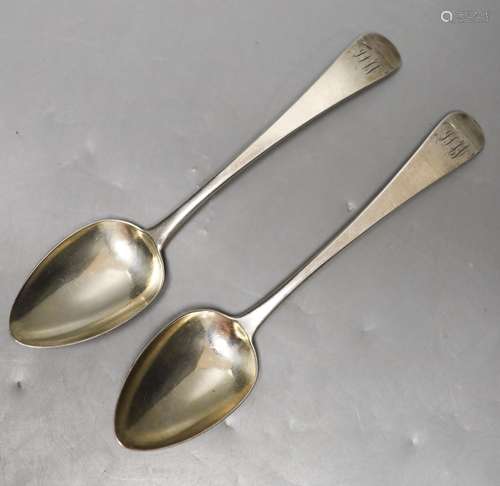 A pair of George IV silver Old English pattern tablespoons, ...