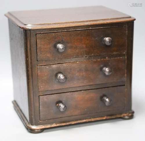 A Victorian miniature mahogany chest of 3 drawersMinor scuff...