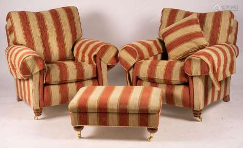 A pair of Duresta armchairs, width 94cm, depth 90cm, height ...