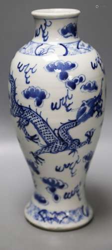 A 19th century Chinese blue and white dragon vase,A section ...