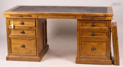 A reproduction pine kneehole desk, width 174cm, depth 79cm, ...