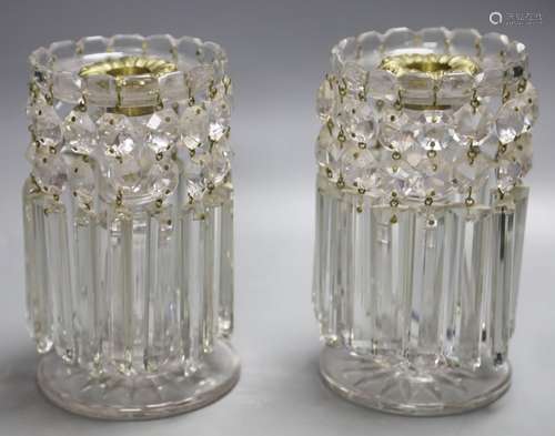 A pair of 19th century cut glass table lustres18cm