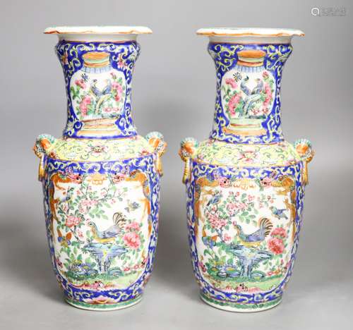 A pair of 19th century Chinese famille rose vases24.5cm