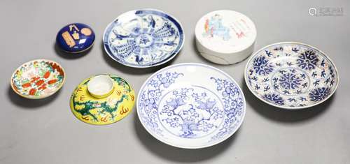 Assorted Chinese porcelain dishes and covers, Qing dynasty a...