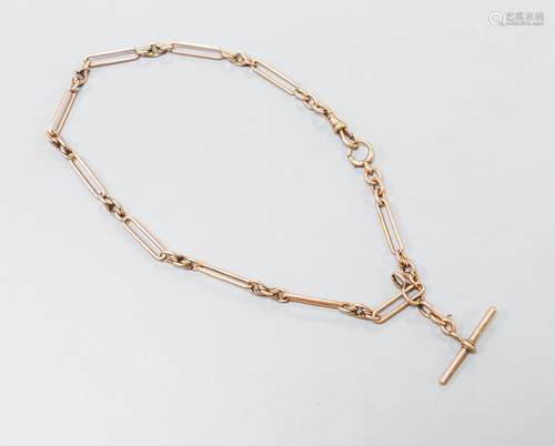 A 9ct rose gold albert, 47cm, 33 grams.