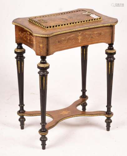 A 19th century French marquetry inlaid kingwood jardiniere t...