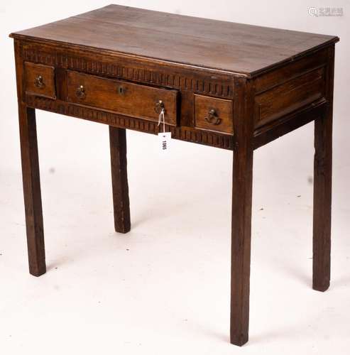 An 18th century and later oak side table, width 82cm, depth ...