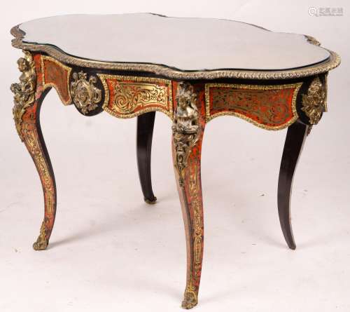 A 19th century Boulle inlaid centre table with shaped oval t...