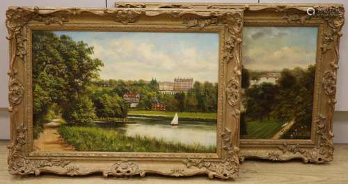 J. Lewis, pair of oils on canvas, Views of Richmond, signed,...