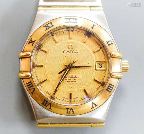 A gentleman's 1990's steel and gold Omega Constellation Perp...