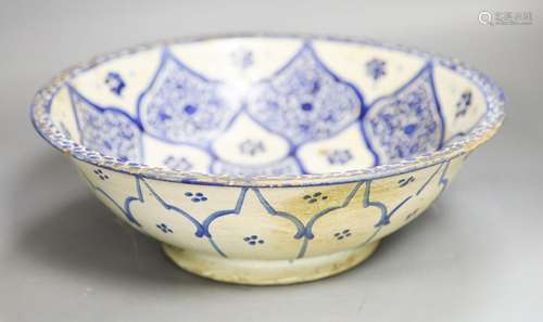 An Iznik style blue and white bowl30cm