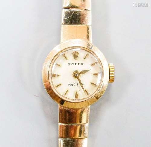 A lady's 9ct gold Rolex manual wind wrist watch on 9ct gold ...