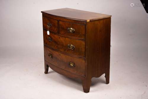 A Regency mahogany bow fronted chest, width 90cm, depth 50cm...