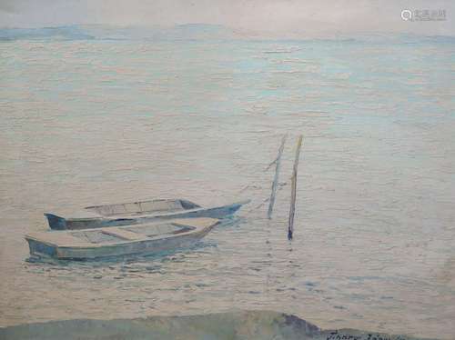 János Lajos Tihanyi (Hungarian, 1892-1957)Fishing boats on a...