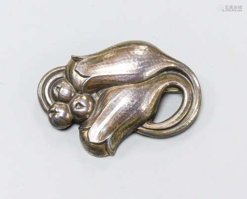 A Georg Jensen sterling tulip brooch, no. 100B, 42mm.