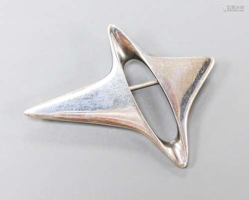 A Georg Jensen sterling abstract brooch, no. 339, 57mm.