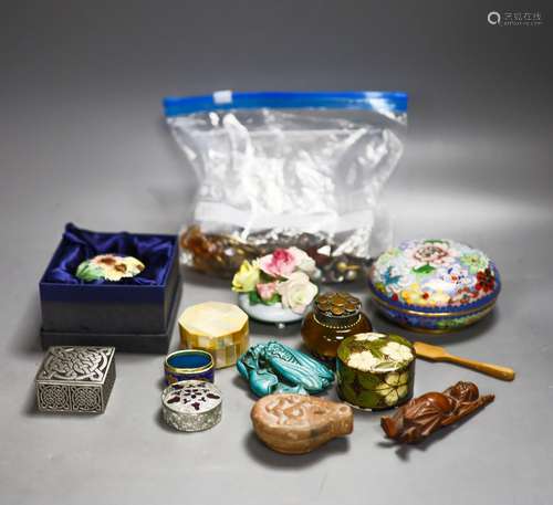 A group of costume jewellery, cloisonne etc