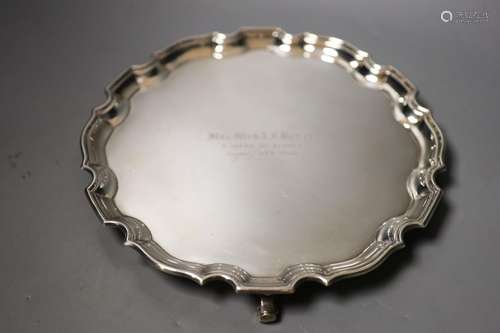 A George VI silver salver , with engraved inscription, Adie ...